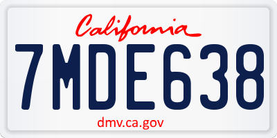 CA license plate 7MDE638