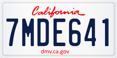 CA license plate 7MDE641