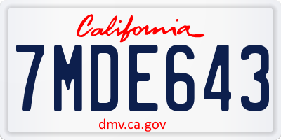 CA license plate 7MDE643