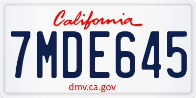 CA license plate 7MDE645