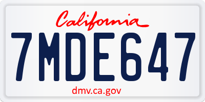 CA license plate 7MDE647
