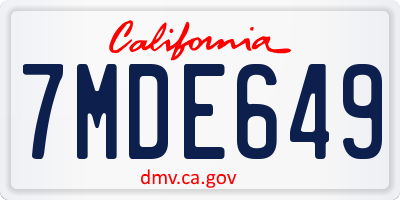 CA license plate 7MDE649