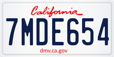 CA license plate 7MDE654