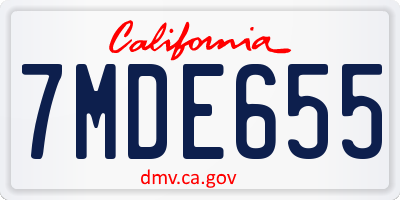 CA license plate 7MDE655