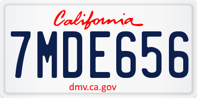 CA license plate 7MDE656