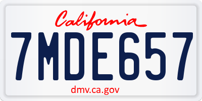 CA license plate 7MDE657