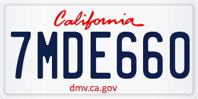 CA license plate 7MDE660