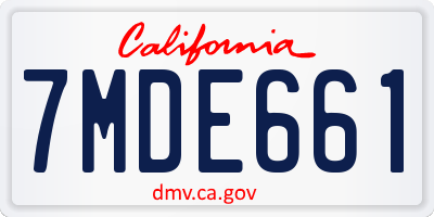 CA license plate 7MDE661