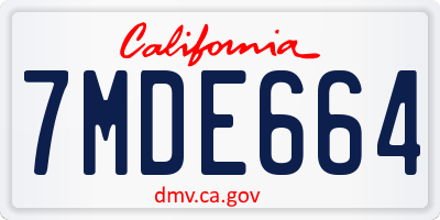 CA license plate 7MDE664