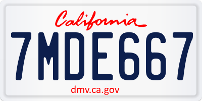 CA license plate 7MDE667
