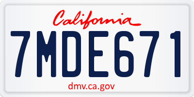 CA license plate 7MDE671