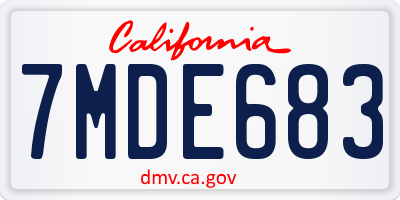 CA license plate 7MDE683