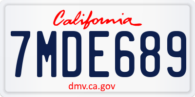 CA license plate 7MDE689