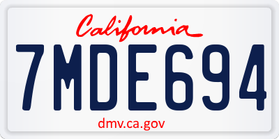 CA license plate 7MDE694