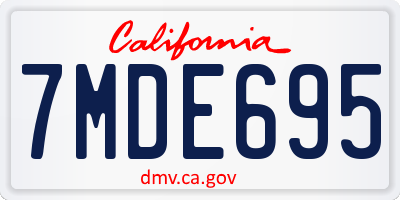 CA license plate 7MDE695