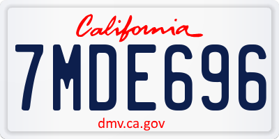 CA license plate 7MDE696