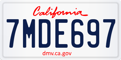 CA license plate 7MDE697