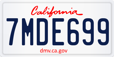 CA license plate 7MDE699