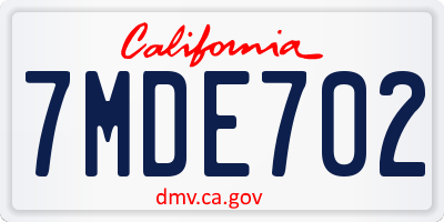 CA license plate 7MDE702