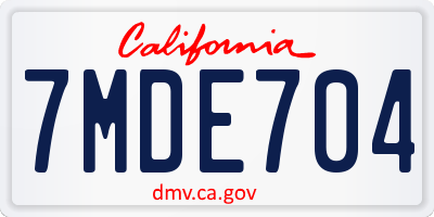 CA license plate 7MDE704