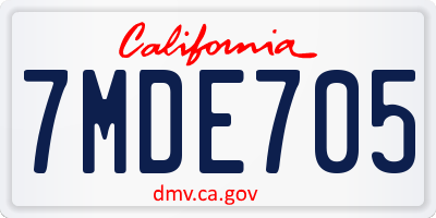 CA license plate 7MDE705