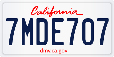 CA license plate 7MDE707