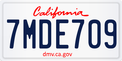 CA license plate 7MDE709