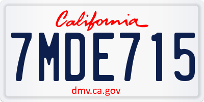 CA license plate 7MDE715