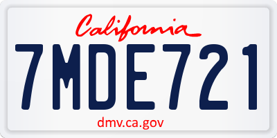 CA license plate 7MDE721