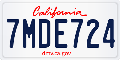 CA license plate 7MDE724