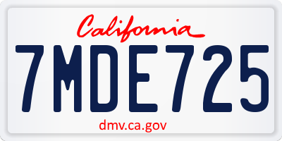 CA license plate 7MDE725