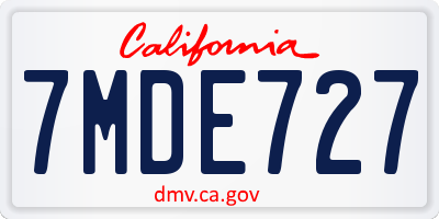 CA license plate 7MDE727