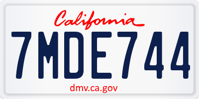 CA license plate 7MDE744