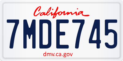 CA license plate 7MDE745