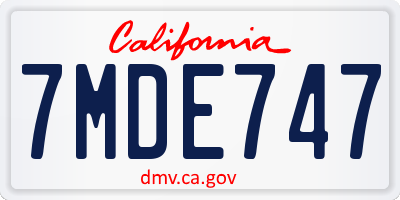 CA license plate 7MDE747