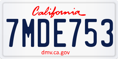 CA license plate 7MDE753
