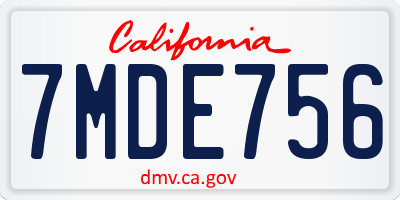 CA license plate 7MDE756