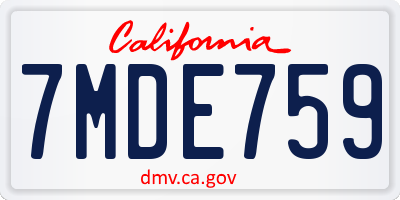 CA license plate 7MDE759