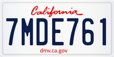 CA license plate 7MDE761