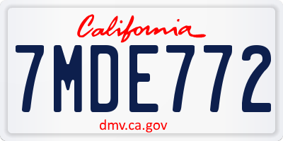 CA license plate 7MDE772