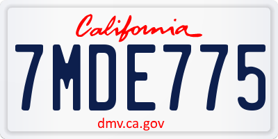 CA license plate 7MDE775