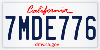 CA license plate 7MDE776