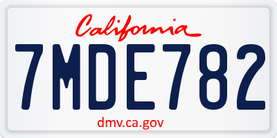 CA license plate 7MDE782