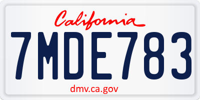CA license plate 7MDE783