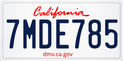 CA license plate 7MDE785
