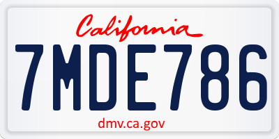 CA license plate 7MDE786