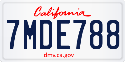 CA license plate 7MDE788