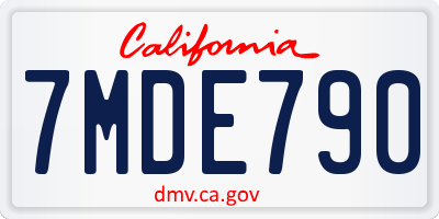 CA license plate 7MDE790