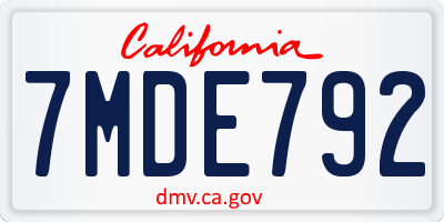 CA license plate 7MDE792