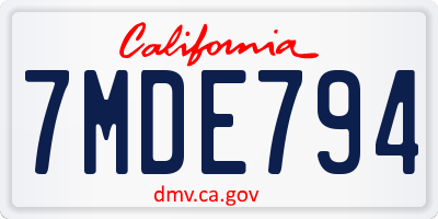 CA license plate 7MDE794